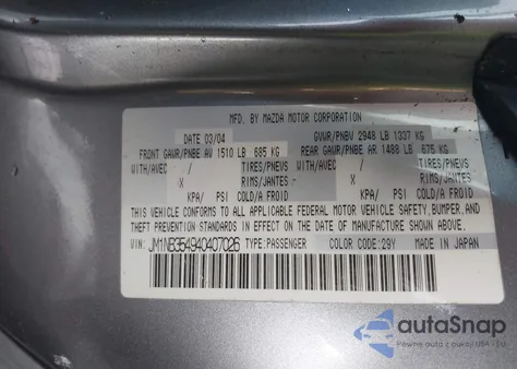 2004 Mazda Mazdaspeed Mx-5 Miata Cloth from USA, damaged, VIN JM1NB354940407026